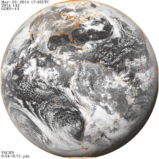 Satellite image taken of Earth from geostationary satellite GOES-13